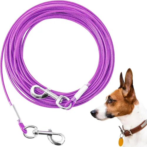 Vista 10 de Cable de Amarre para Perros, 10/20/30/50/100 Pies, Correas para Perros a Prueba de Mordidas para el Patio, Cable de Amarre Resistente para Perros
