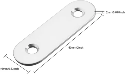 Vista 4 de Paquete de 50 placas de esquina planas de metal para unir placas de unión de metal, soporte de reparación con tornillos de fijación, 2 pulgadas x