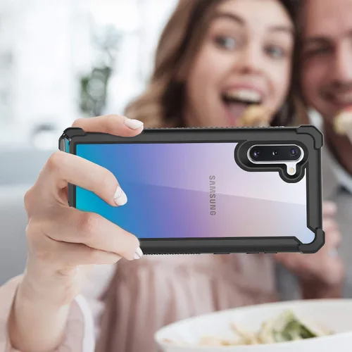 Vista 6 de Funda para Samsung Galaxy Note 10 con protector de pantalla, cuerpo completo, híbrido, de doble capa, a prueba de golpes, acrílico, funda trasera
