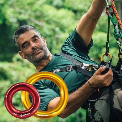 Vista 5 de NewDoar Rappel Ring 25kN Oro Grande O-Ring Cuerda Conector para Escalada Arborista Rescate Hamaca y Slackline