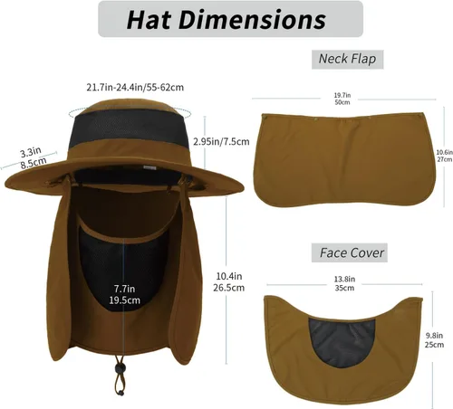 Vista 4 de Outdoor Sun Hat UPF 50 Protection Waterproof Fishing hat Face Cover Summer Neck Flap Hat
