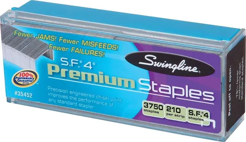 Vista 10 de Swingline Grapas, paquete de 2, S.F. 4, premium para engrapadoras de escritorio, 1/4 de pulgada de longitud, 210/tira, 5000/caja (35450)