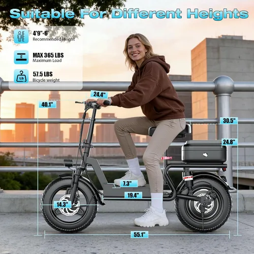 Vista 8 de Scooter eléctrico con asiento para adultos, motor de pico de 1000