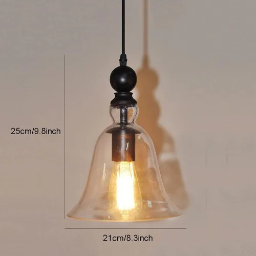Vista 7 de Lámpara colgante de cristal retro americana, pantalla de cúpula de cristal, lámpara de techo rústica para isla de cocina, comedor, lámpara