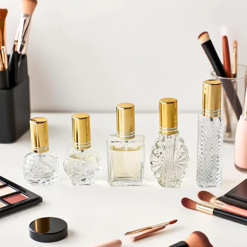 Vista 9 de 5 botellas de perfume vacías de vidrio vintage recargables con spray Dorado