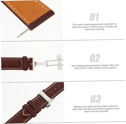 Vista 7 de Correa de reloj para hombre, correa de reloj de cuero, correa universal para la piel, correa de reloj de acero inoxidable