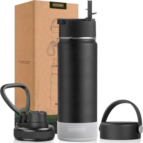 Vista 117 de koodee Botella de agua para niños, botella de agua de acero inoxidable de 12 onzas con aislamiento al vacío para la escuela, botella de agua de boca