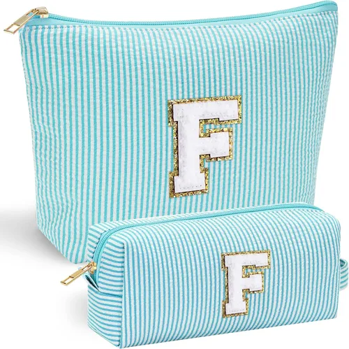 Vista 63 de YOOLIFE Regalos del Día de la Madre para Mujeres, Bolsa de Maquillaje con Iniciales, Bolsa de Maquillaje para Viaje, Bolsa de Maquillaje Negro