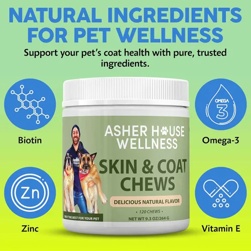 Vista 6 de Asher House Wellness Now Lillie & Lee - Masticables para la piel y el pelaje con Omega 3, 6, 9, aceite de pescado, biotina, golosinas masticables