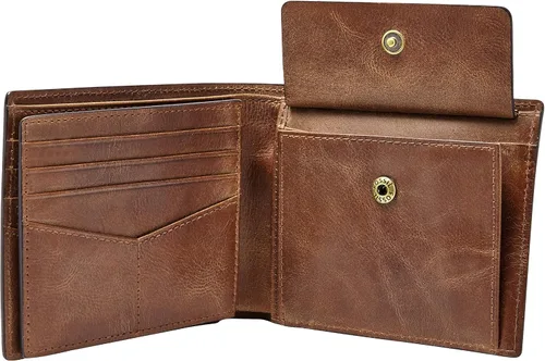 Vista 3 de Fossil Mens Derrick Leather RFID-Blocking Large Bifold with Coin Pocket Wallet