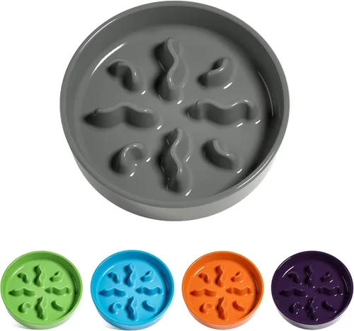 Vista 7 de Cuencos de cerámica para alimentación lenta para perros de raza pequeña, 0.5 tazas de plato de comida para perros que comen rápido, cuenco
