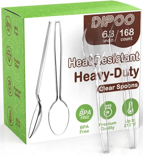 Vista 8 de Dipoo Tenedores de plástico transparente de 18 cm de alta resistencia con resistente al calor y sin BPA, cubiertos de plástico sólidos y duraderos
