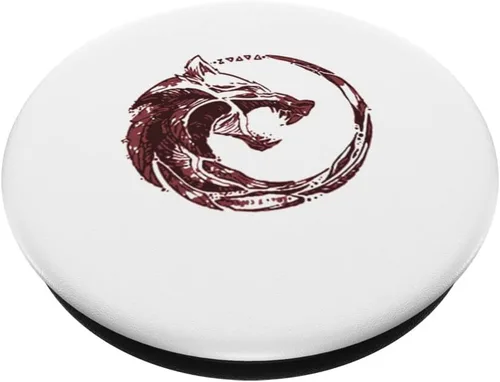 Vista 2 de Red Fenrir Norse Wolf Odin Nordic Valhalla Mjolnir PopSockets Swappable PopGrip