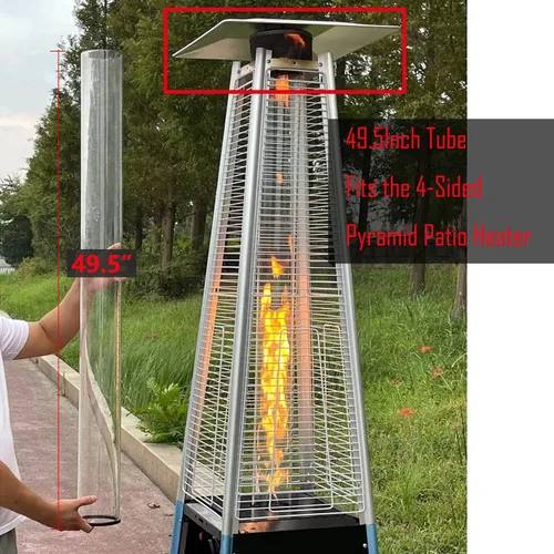 Vista 5 de Piezas de repuesto para calentador de patio, 49.5 pulgadas de alto y 4 pulgadas de diámetro, tubo de vidrio de cuarzo, compatible con calentador