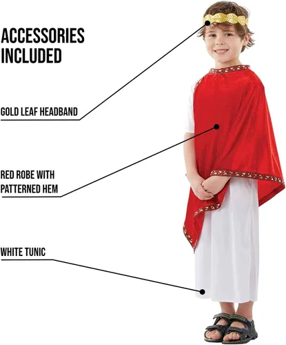Vista 3 de Fun Shack Roman Costume Boys, Roman Emperor Costume Boys, Roman Costume Kids, Toga Costume Kids