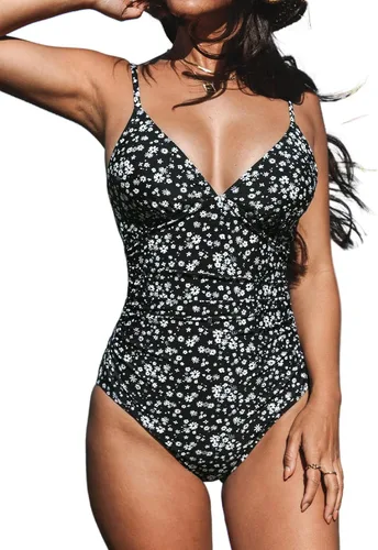 Vista 10 de CUPSHE - Traje de baño de una pieza para mujer, con control de abdomen, cuello en V