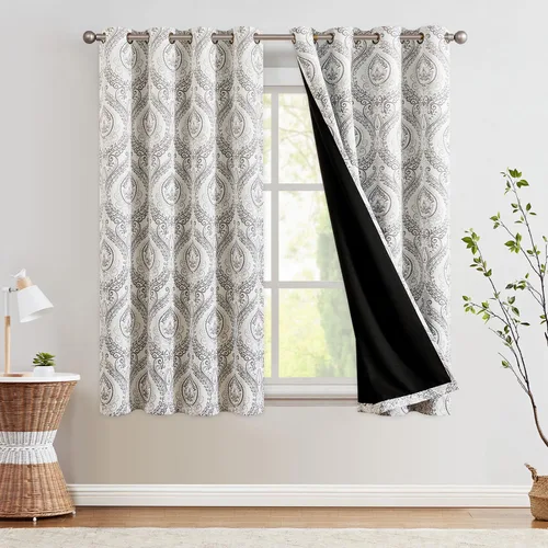 Vista 37 de jinchan Cortinas de lino texturizadas para oscurecer la sala de estar, 54 pulgadas de largo, cortinas de medallón para dormitorio, tratamientos