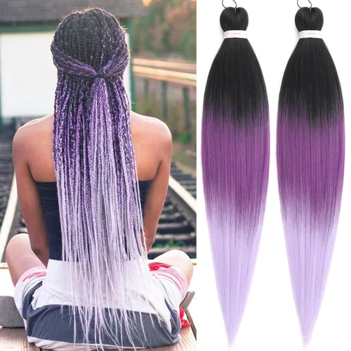Vista 7 de Unionbeauty - Cabello trenzado preestirado de 16 pulgadas, 8 paquetes de cabello rubio trenzado con agua caliente, textura Yaki, trenzas