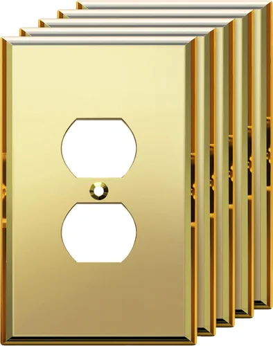 Vista 43 de LIDER Placa de pared dúplex para receptáculo, cubierta de salida con espejo, de gran tamaño, 1 cuadrilla Dorado