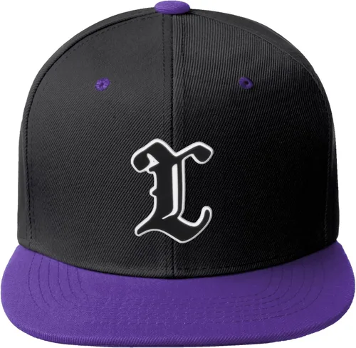 Vista 185 de Daxton Gorra clásica con visera de billete plano con letras del alfabeto inglés antiguo de la A a la Z