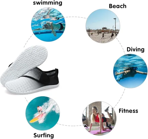 Vista 5 de Spesoul Zapatos acuáticos transpirables de secado rápido para mujer y hombre, calcetines acuáticos suaves para senderismo, natación, playa, surf