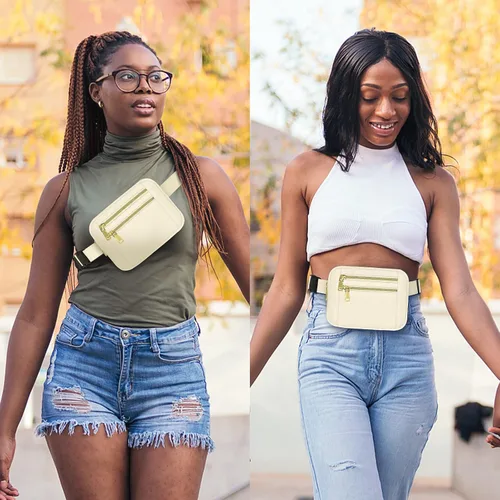 Vista 2 de Capolo - Riñonera para mujeres y hombres, linda bolsa de cinturón de moda con correa ajustable, impermeable, para viajes, entrenamiento, correr