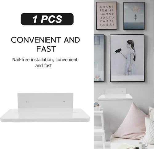 Vista 8 de HANABASS Estantes de pared flotantes de plástico, pequeño palo en la pared, estante para teléfono, soporte para toallitas, estante para baño, cocina