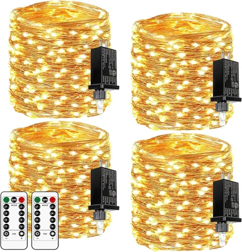 Vista 45 de Guirnalda de 200 luces LED de 66 pies con mando a distancia, luz Caliente a frío