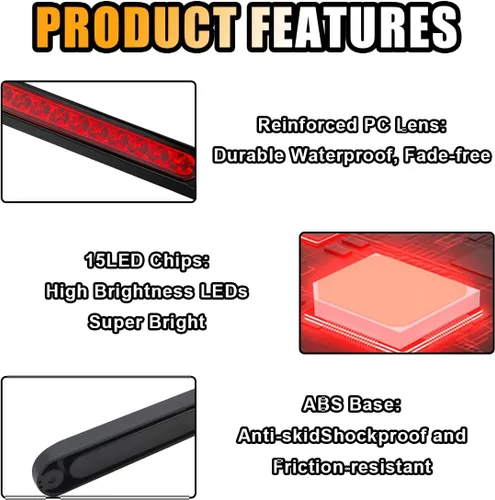 Vista 4 de GLSOWEE 2PCS Barras de Luz LED Trasera de Remolque de 10", Conjunto de Luz Trasera de Parada y Giro de 12 a 24 Voltios, Luces de Identificación