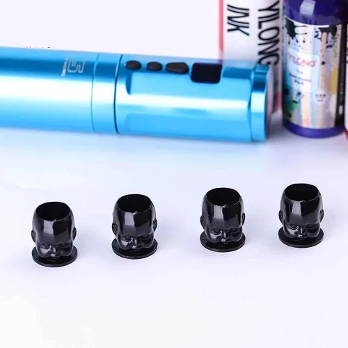 Vista 5 de 200 PIEZAS 8 Colores Tazas Desechables de Tinta de Tatuaje de Plástico con Base - Tapas de Tinta de Tatuaje para Tatuar Disposable Plastic Tattoo