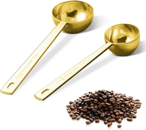 Vista 10 de Conjunto de cucharas de café premium Safring, juego de 2, cuchara de café de acero inoxidable con mango largo, contiene cuchara medidora de 1