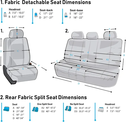 Vista 9 de FH Group Juego combinado: Trendy Elegance 3D Air Mesh Juego completo de fundas de asiento de coche, bolsa de aire y listo para dividir