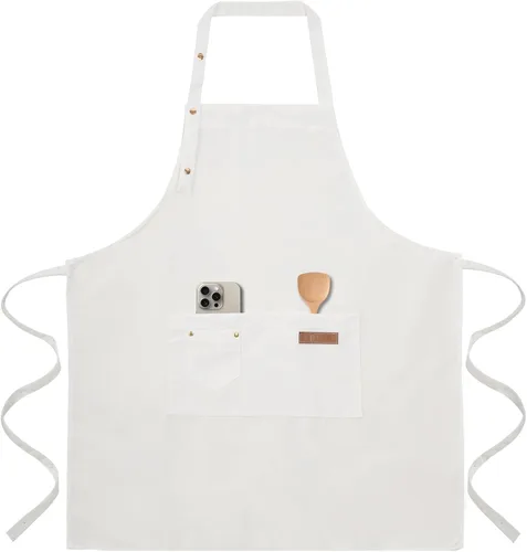 Vista 12 de Tosewever Delantales de Arte para Mujeres Pintura Cerámica Horneado, Delantal de Cocina con Correas de Hebilla para Hombres con Bolsillos para Chef