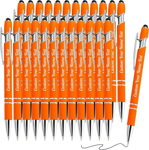 Vista 39 de 12 unidades de bolígrafos personalizados a granel con nombre grabado gratis, bolígrafos de bola personalizados con lápiz óptico, mensaje de texto