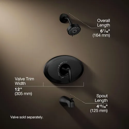 Vista 3 de Kohler K-TS21948-4G-BL Remodel Rite-Temp - Kit de molduras para bañera y ducha, 1.75 GPM, negro mate