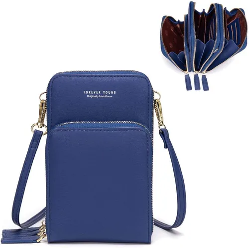 Vista 10 de Myfriday - Bolso pequeño de piel para mujer con correa de guitarra, bolso cruzado mini y bolso de hombro con 2 ranuras para tarjetas A-Negro