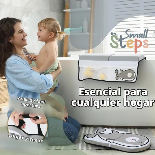 Vista 2 de Small Steps Juego de rodilleras y coderas de baño, almohadilla ergonómica para el baño del bebé con espuma viscoelástica y diseño antideslizante