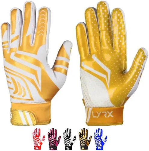 Vista 13 de LYRX Football Gloves for Youth & Adults, Super Sticky Receiver Gloves with Silicone Grip Palm, Lightweight Breathable Football Gloves for Kids Negro