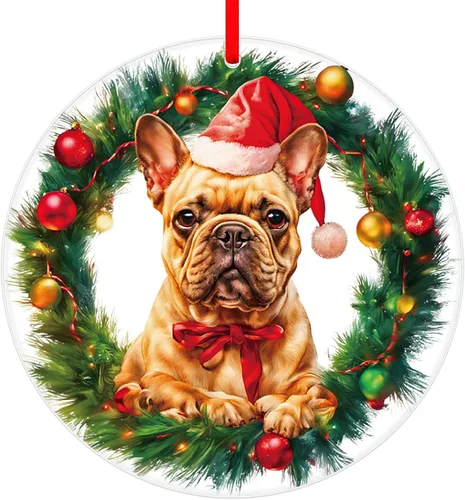 Vista 8 de FLYAB Adornos de la primera Navidad de Perros 2025-3.5 x 3.3 pulgadas, marco de fotos de perro acrílico, adorno personalizado para cachorro, adorno
