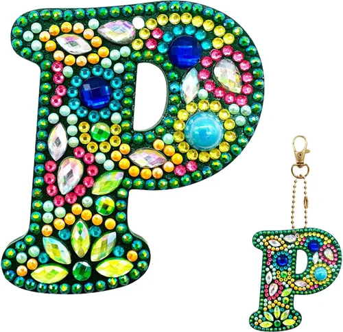 Vista 21 de YOYA Llaveros de Pintura de Diamantes de Doble Cara 5D Letras Kit de Llaveros de Pintura de Diamantes DIY Taladro Completo Arte de Diamantes
