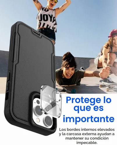 Vista 3 de AICase Funda para iPhone 14 Pro Max con protector de pantalla de vidrio + lente de cámara, resistente protección contra caídas, cuerpo completo