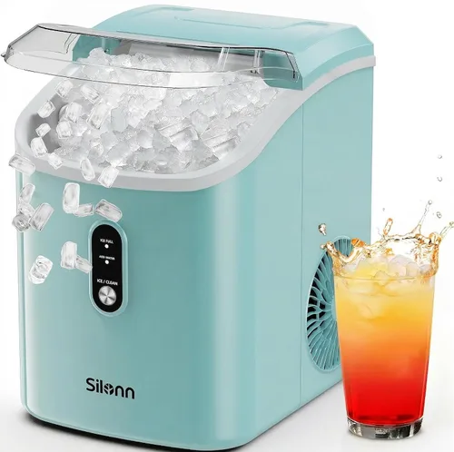 Vista 14 de Silonn Nugget - Máquina de hielo para encimera, hielo de caída automática Acero inoxidable