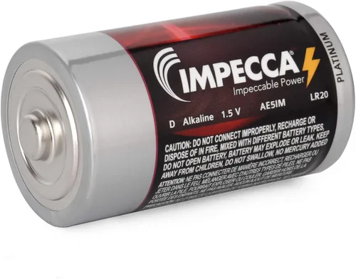 Vista 2 de Impecca Baterías alcalinas D, alto rendimiento 1.5 voltios LR20, batería tamaño D, paquete de 2