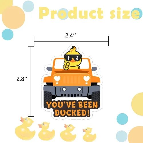 Vista 4 de Etiquetas de pato, You've Been Ducked, linda etiqueta de pato, tarjeta de juego de patito de pato, paquete de 35 unidades de 2.8 x 2.4, con agujero