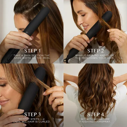 Vista 5 de Kristin Ess Hair Nanoblack - Plancha alisadora de pelo 3 en 1 + spray protector de calor Style Assist – Herramienta profesional de cerámica caliente