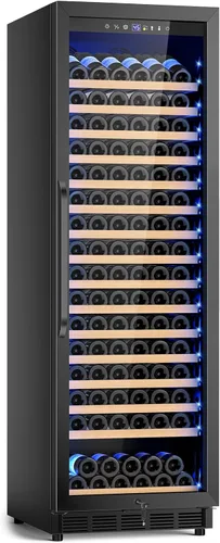 Vista 22 de FoMup Refrigerador de vino con 12 botellas, pequeño refrigerador de vino independiente con control de temperatura digital de bloqueo de seguridad