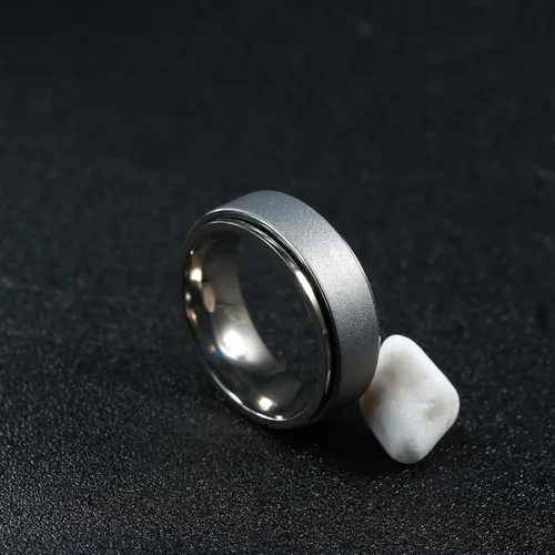Vista 6 de Anillo giratorio de titanio de tungsteno de 0.2360.315 pulgadas para hombre, tamaño medio, sin níquel, anillo de ansiedad para hombres y mujeres