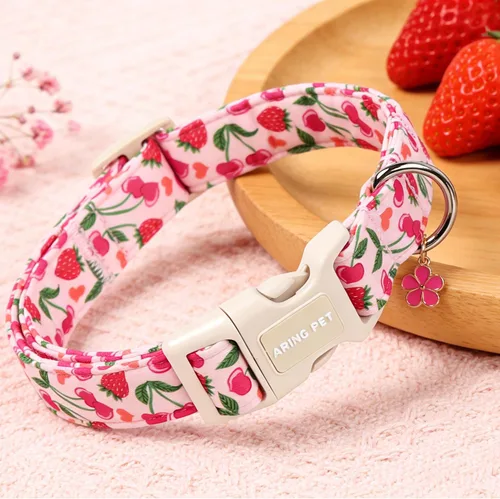 Vista 292 de Aring Pet Collar de algodón, ligero y ajustable, con hebilla de liberación rápida, para perros pequeños, medianos y grandes, para cachorros, S, Hoja