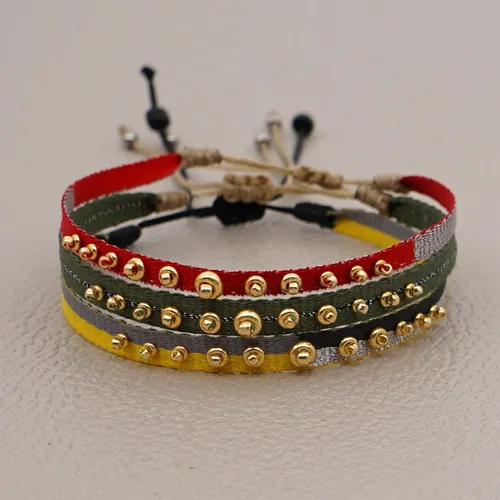 Vista 2 de Zboro - Pulseras trenzadas estilo Colombia, para mujer, de tela de tela, Colombia Wayuu, joyería vintage 25442