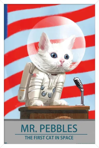 Vista 13 de Trends International Fallout 4 - Póster de pared de Mr. Pebbles - El primer gato en el espacio, 14.72 x 22.37 pulgadas, versión enmarcada de madera
